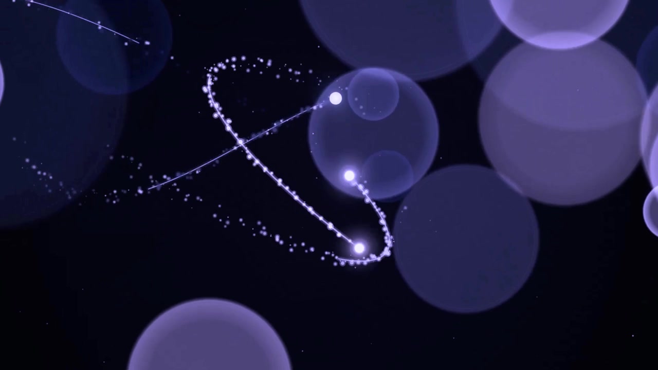Abstract Animation of Glowing Particles and Purple Bokeh Circles