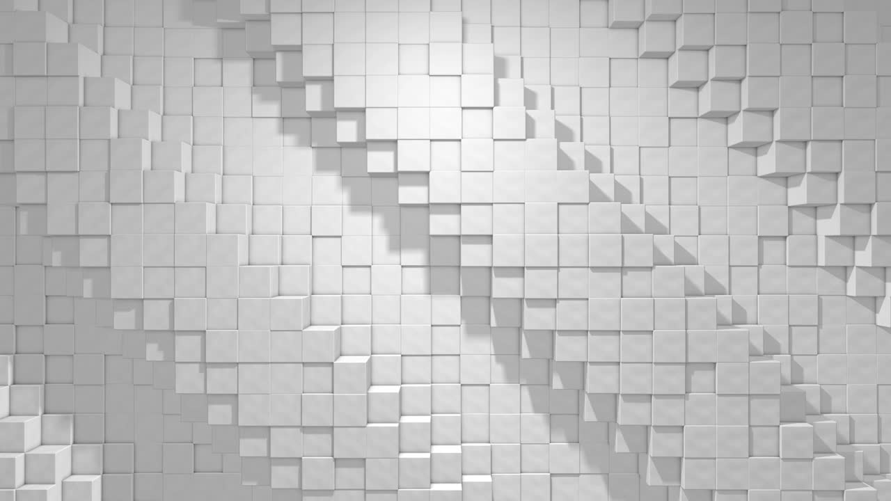fondo geométrico cúbico abstracto, textura mínima blanca, animación en bucle 3d en 4k. bucle sin costuras cubos digitales gráficos en movimiento