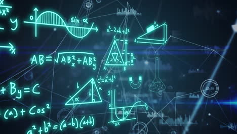 animation of scientific data processing over black background