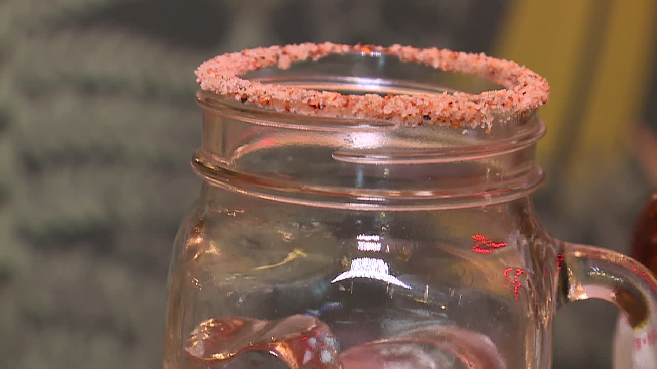 A Drink in a Mason Jar with a Salty Rim