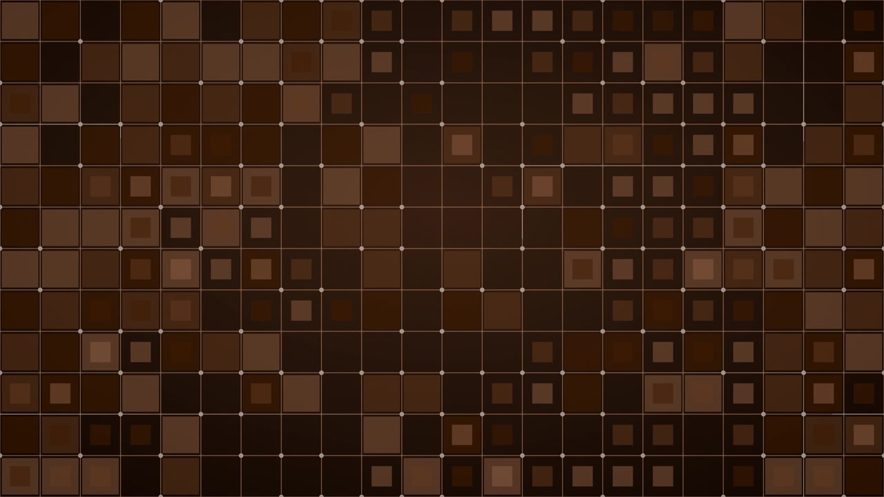 brown mosaic grid background with nested square shapes and technical dots creates a modern digital aesthetic