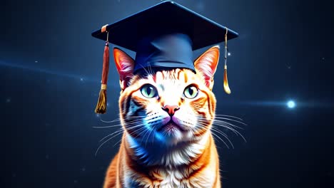 gato graduado con gorra de graduación