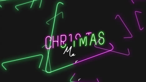 Feliz-Navidad-Con-Triángulos-Verde-Neón-Y-Morado