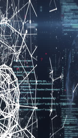 animation of data processing and shapes on black background