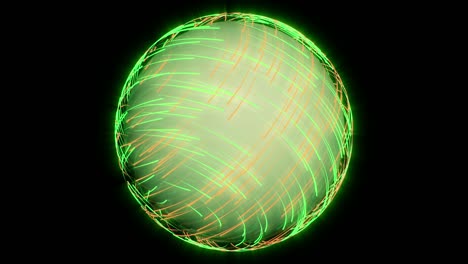 3d glowing neon lines moving around sphere. animation with alpha channel