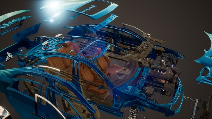 Disassembled Car with Visible Parts