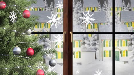 Animation-Der-Winterlandschaft-Aus-Der-Fensteransicht