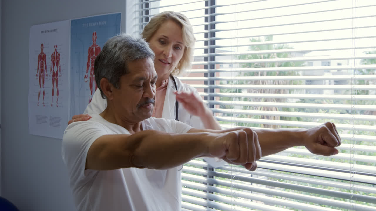 Physiotherapist at work in a hospital