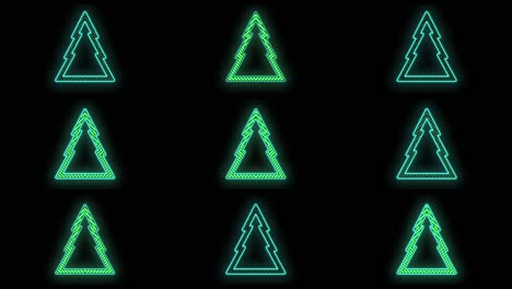 Green-Christmas-trees-pattern-with-neon-light