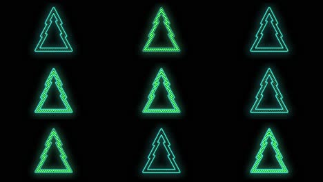 green christmas trees pattern with neon light