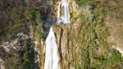 el chiflon waterfall in chiapas, mexico, 4k aerial pull-away reveal