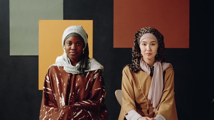 Muslim Women Posing in Studio
