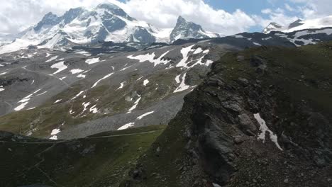 rising aerial drone shot of the matterhorn glacier paradise, zermatt, switzerland