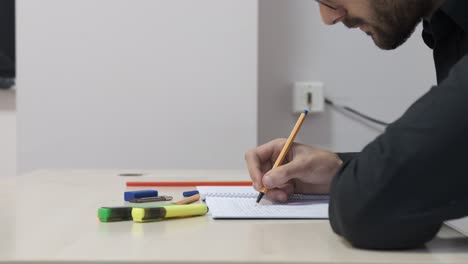 student homework on desk