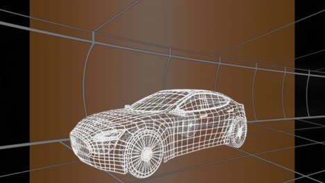 animation of 3d car drawing and grid background