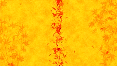 autumn leaves falling on gold background, maple leaf, loop glitter animation,