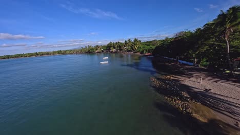 aerial drone over palenque beach, san cristobal in dominican republic