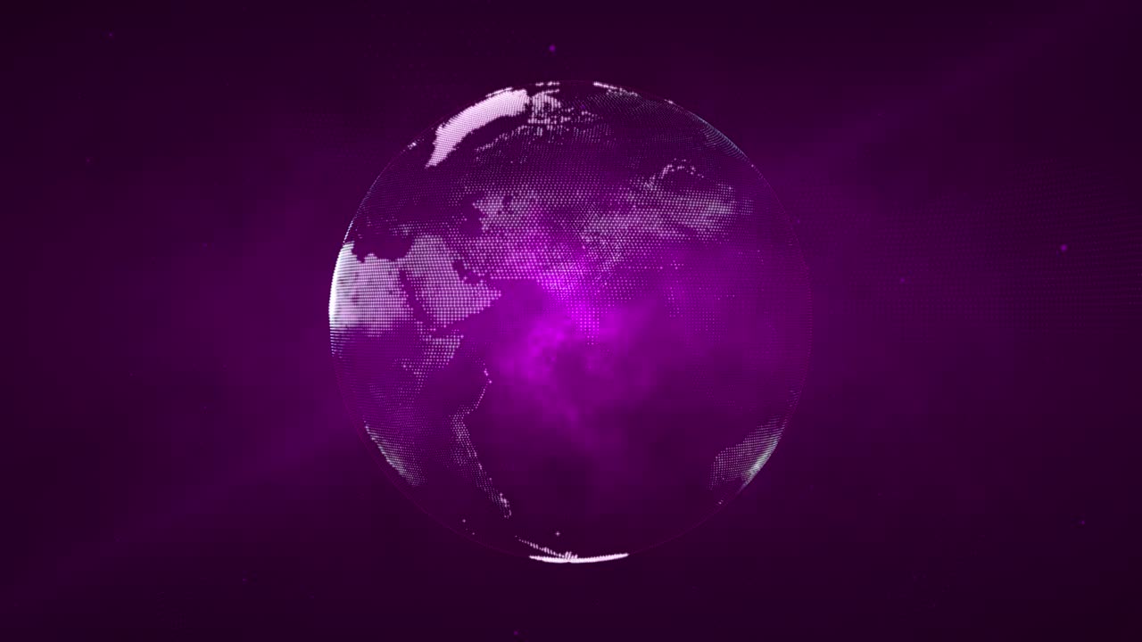 abstracto planeta púrpura tierra estrellas partículas en bucle.