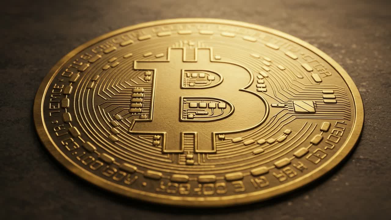 Intricate Details of a Shiny Bitcoin Coin Highlighting Cryptocurrency and Digital Currency Innovation in a Modern Financial Landscape