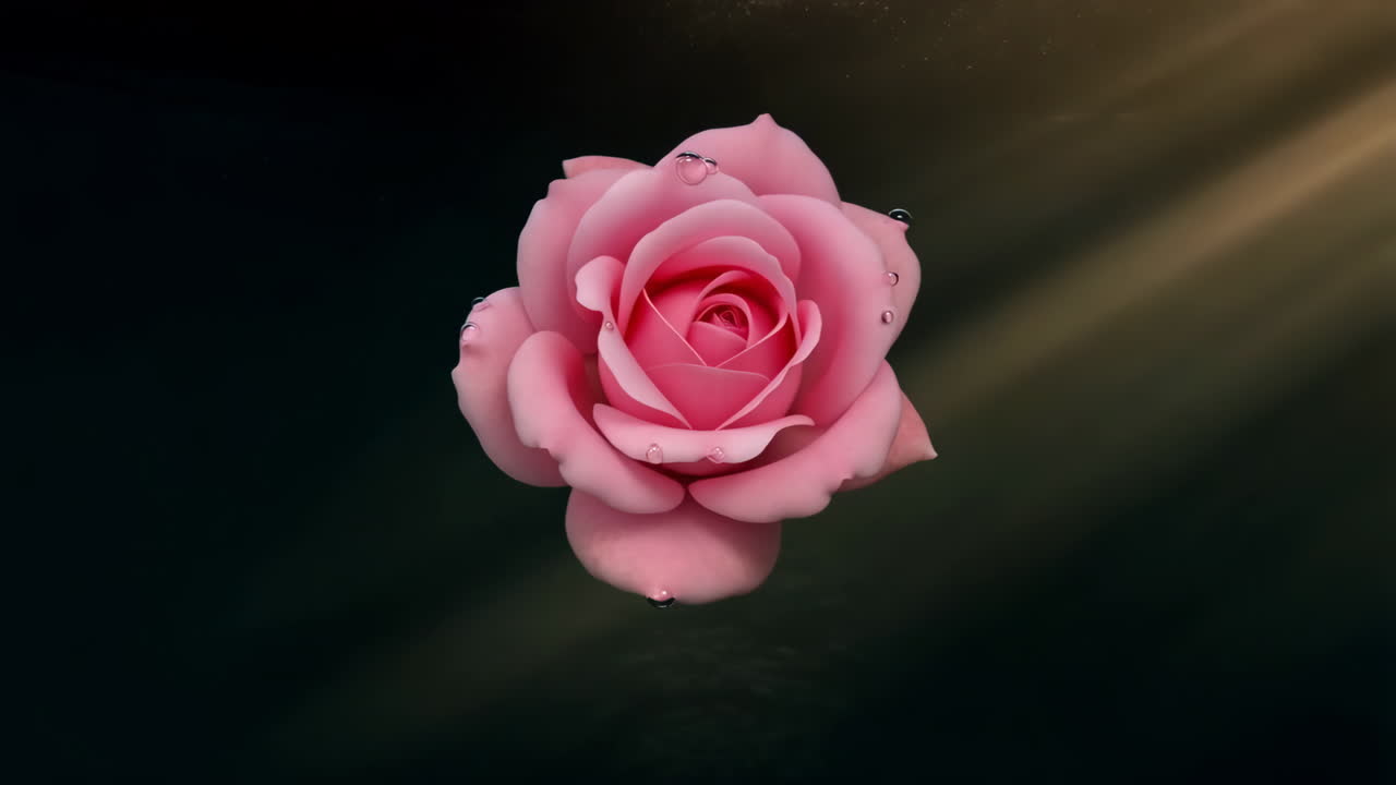 Rosa rosa sommersa con raggi di luce