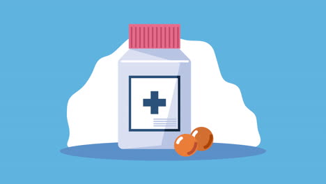 pills in bottle pharmacy drugs animation