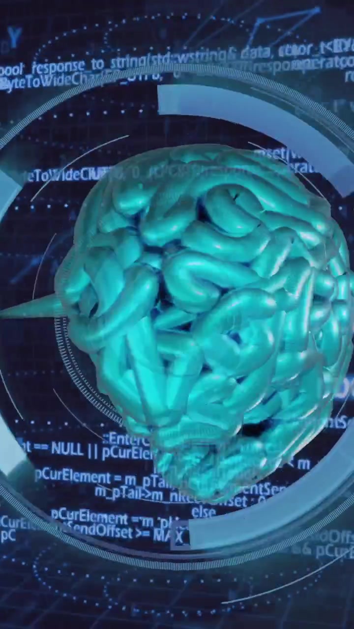 Animation of digital brain over data processing