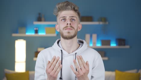 muslim young man praying, islam.