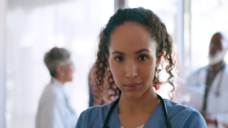 black woman, doctor and face portrait in hospital