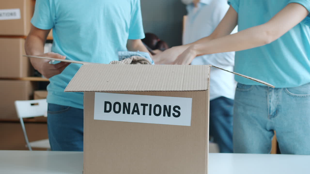Volunteers Sorting Donations