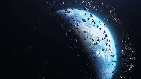 earth orbiting with space debris