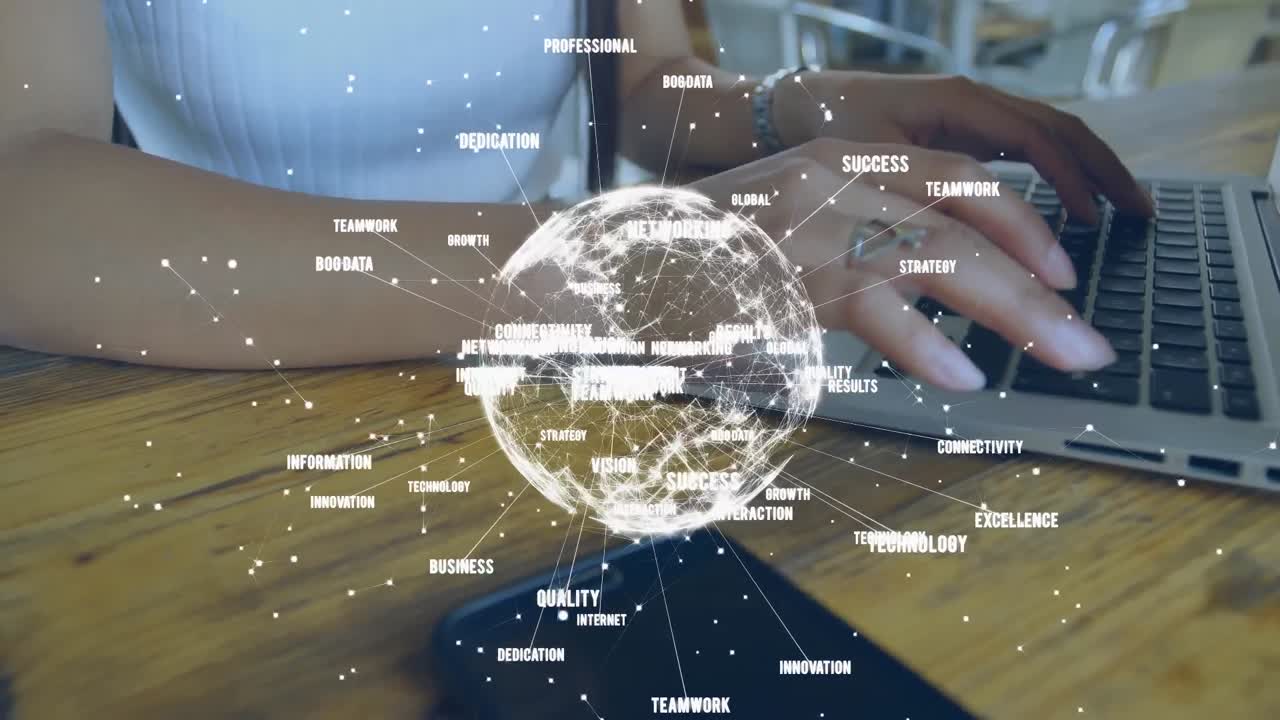 girando el globo con datos y red de conexión