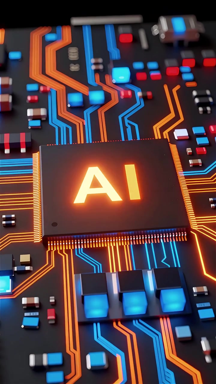 Futuristic AI Chip Motherboard Technology Background 4K