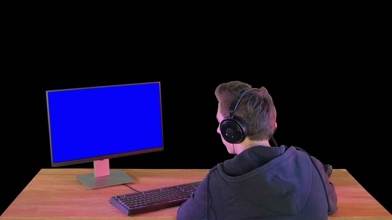 jugador profesional mirando su computadora personal, canal alfa