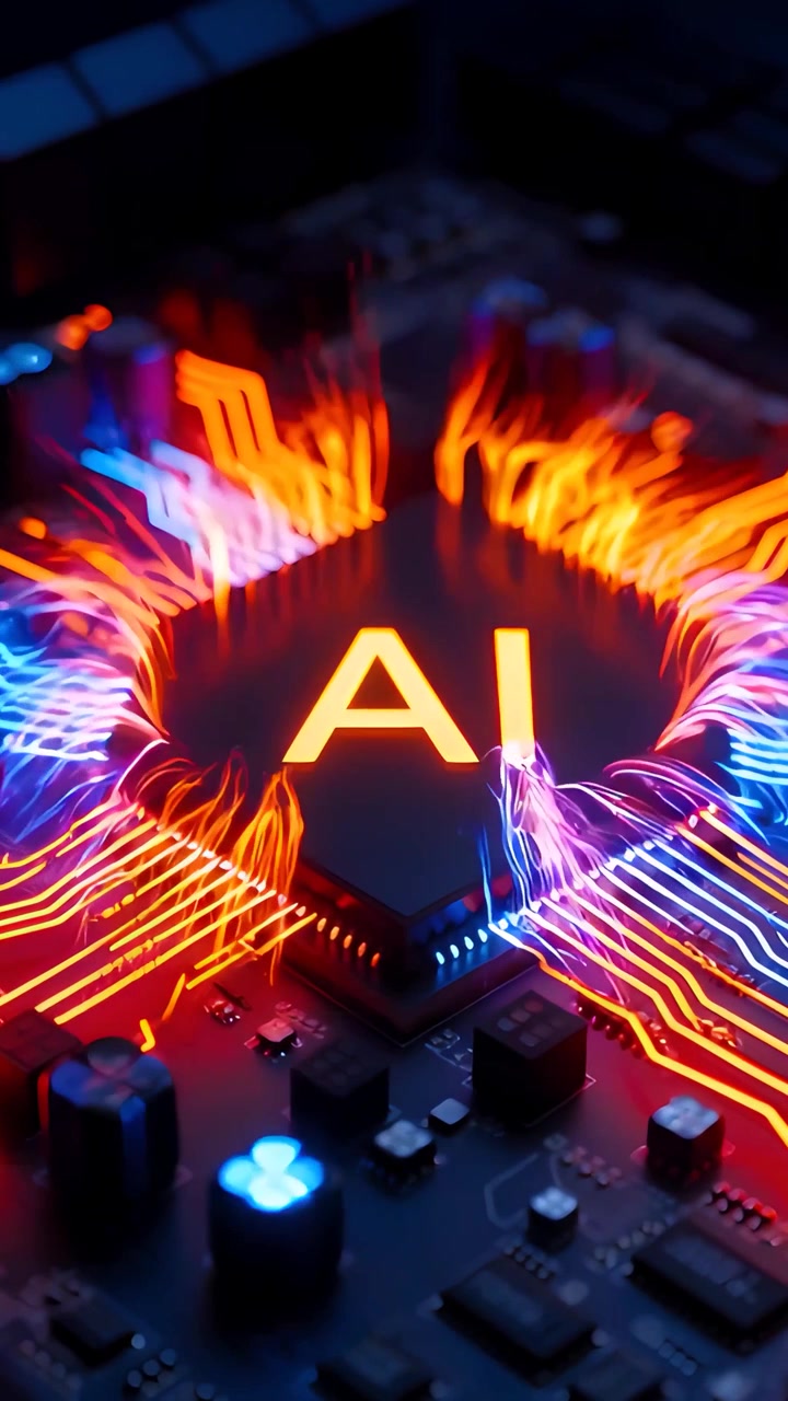 Sfondo Tecnologico Futuristico con Scheda Madre e Chip AI 4K