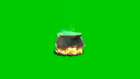 magic furnace object animation video for halloween celebration on green screen