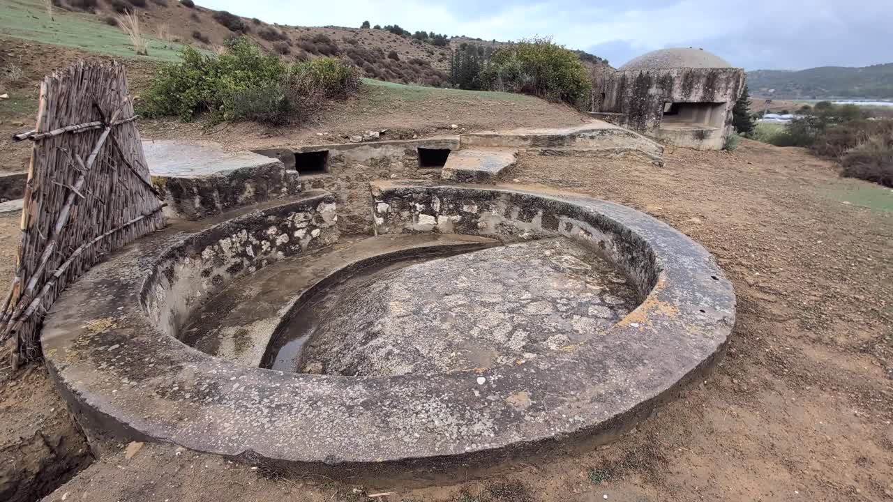 Historic WWII bunkers in Sicily at the 82nd Airborne landing area, preserved as an open-air memorial and museum. Concrete fortifications remain visible across the rural landscape