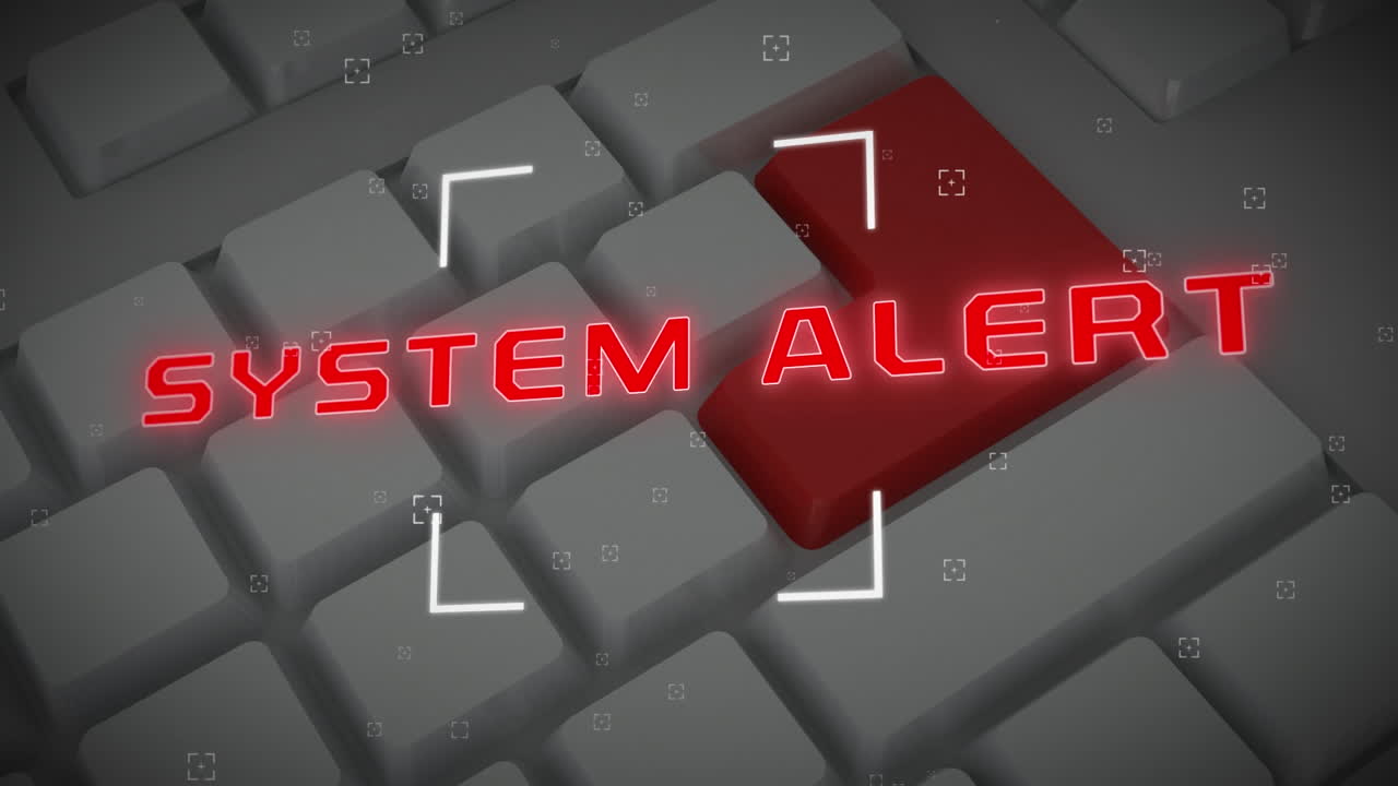 анимация обработки данных и текст системного предупреждения через клавиатуру