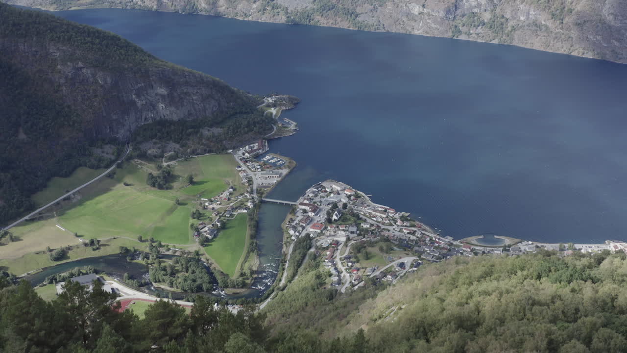 Norwegian Fjord Village Aerial View