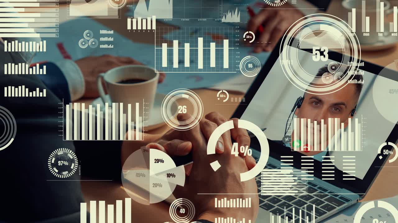 Creative visual of business people in a corporate staff meeting on video call