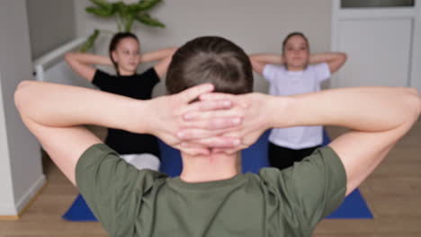 people practising yoga