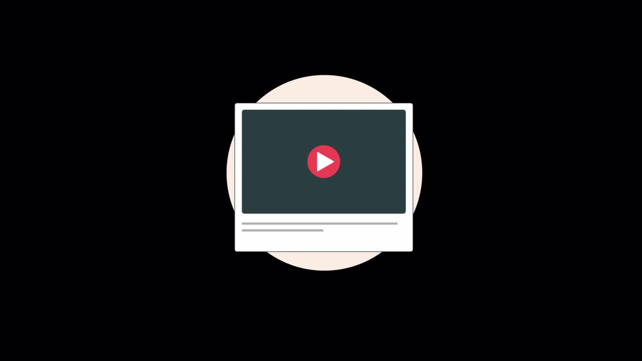Animated Illustration of a Video Player Interface with Pulsating Play Button