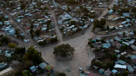 vista aérea de la boda e iglesia tradicional etíope en aksum en etiopía