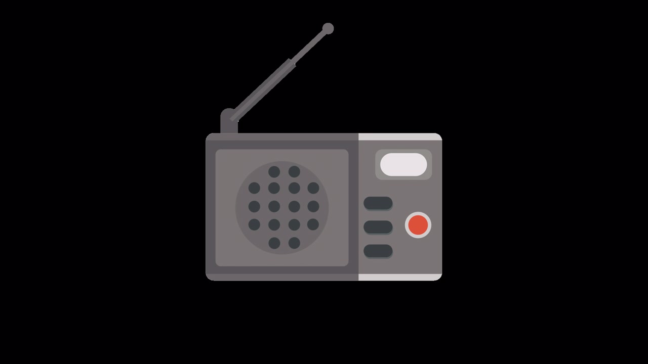 Flat Design Animation Revealing a Retro Portable Radio Icon