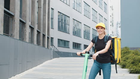 woman delivering food on electric scooter