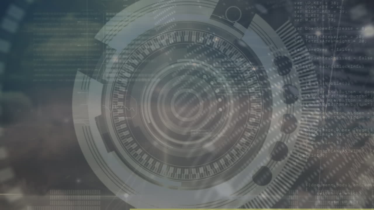 animación del cerebro digital a través de la red de conexiones y el cielo con nubes