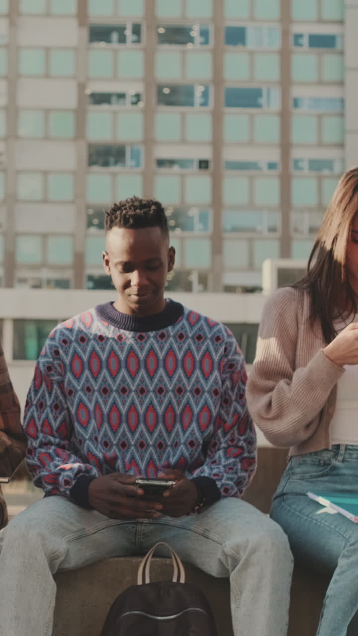 Students Texting on Campus