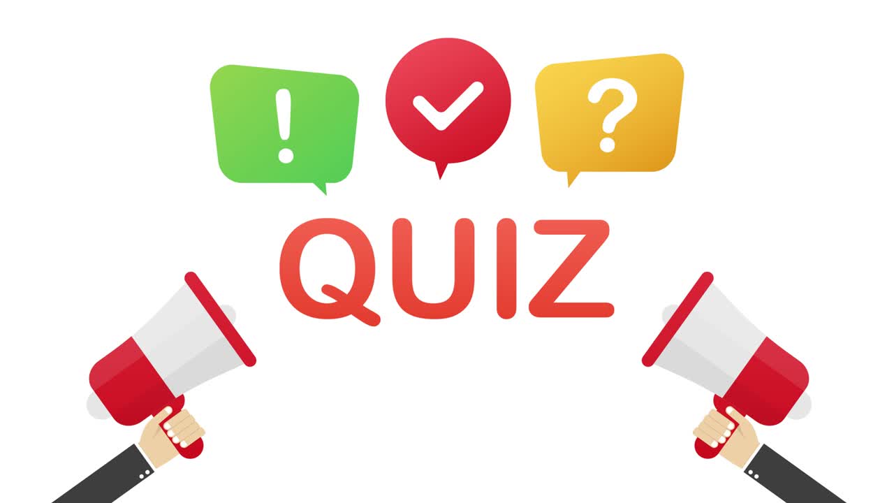 Quiz logo with speech bubble symbols, concept of questionnaire show sing, quiz button, question competition. Motion graphics.