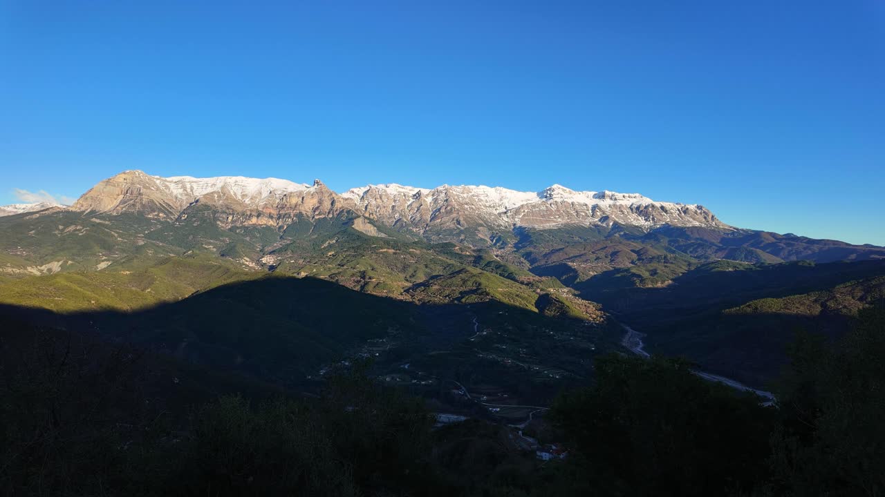 Timelapse video of sunset of Tzoumerka mountains in Epirus province, Greece