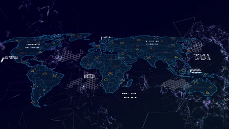 animation of markers and data processing over world map