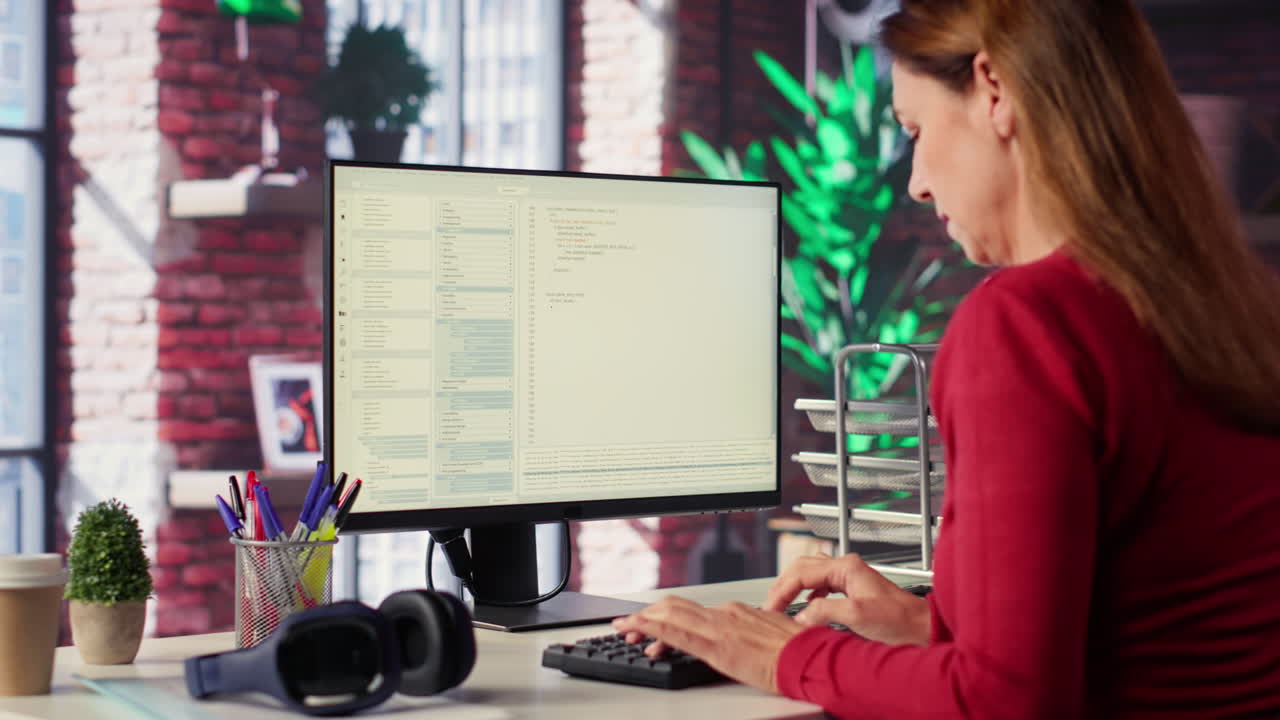 Woman Coding on Computer
